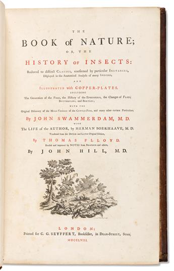 Swammerdam, Jan (1637-1680) The Book of Nature; or the History of Insects.